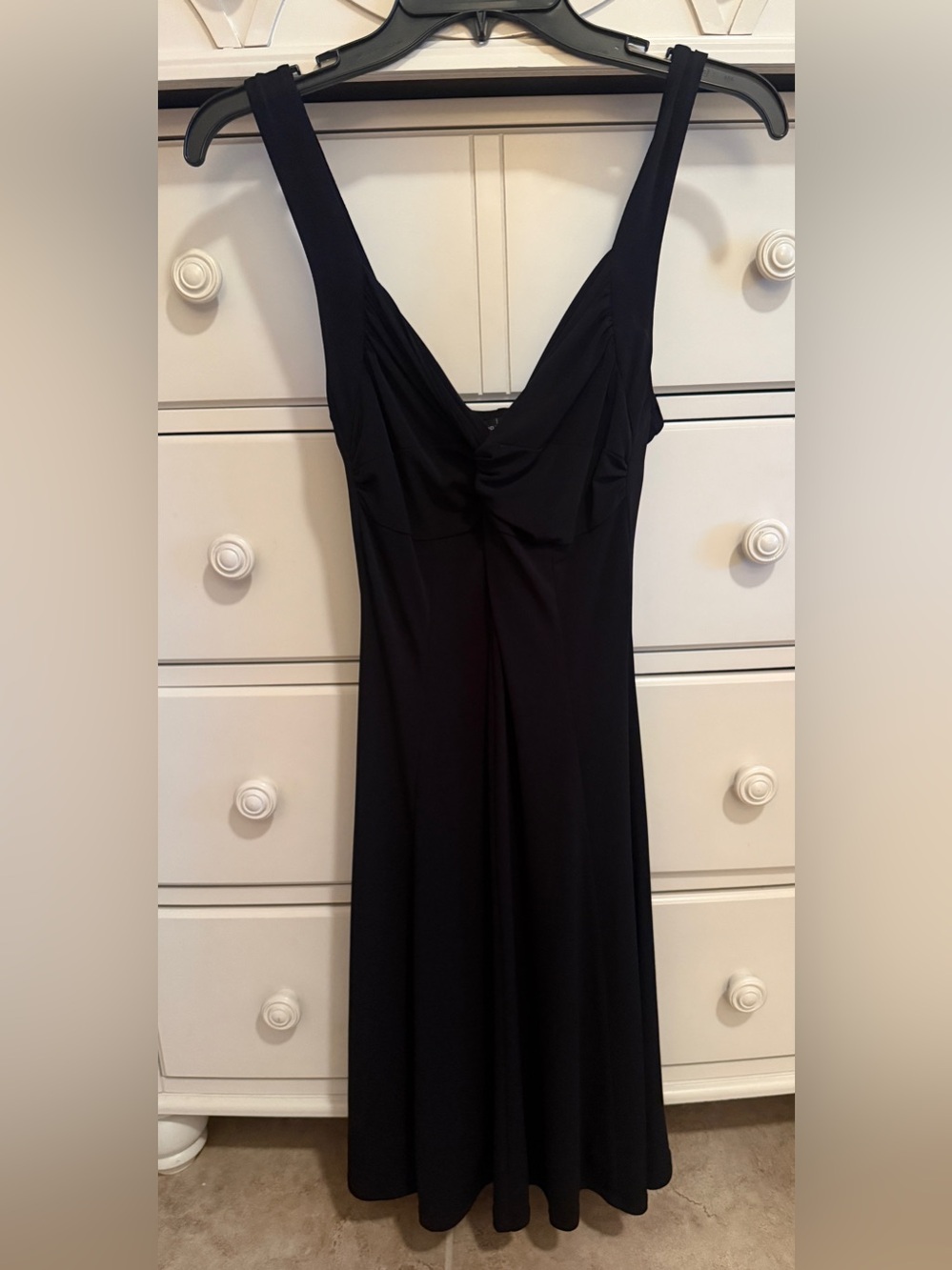 Moda International Short Black Dress Knotted Front Sz Medium